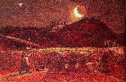 Palmer, Samuel Cornfield by Moonlight oil painting artist